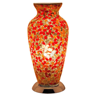 Red Flower Medium Mosaic Glass Vase Lamp