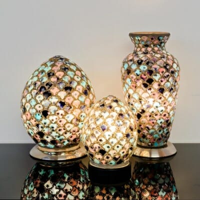 Blue and Pink Mosaic Lamps - On