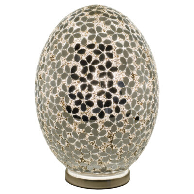 Mirrored Flower Design Large Mosaic Glass Egg Lamp