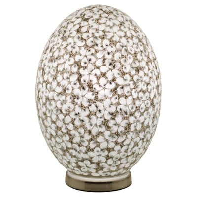 White Flower Large Mosaic Glass Egg Lamp