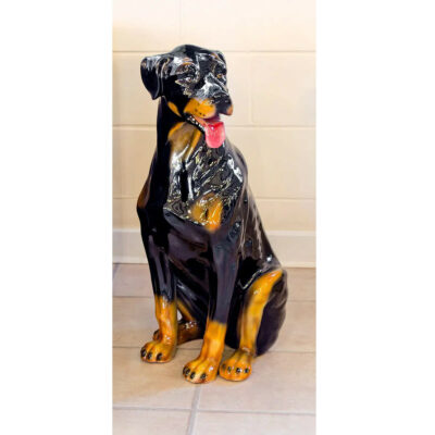 Black Porcelain Rottweiler Statue