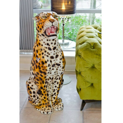 Roaring Leopard Statue