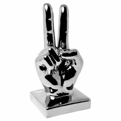 Silver Ceramic Hand - Victory Pose