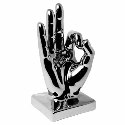 Silver Ceramic Hand - OK Sign