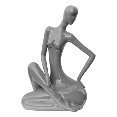 Grey Ceramic Lady Figurine