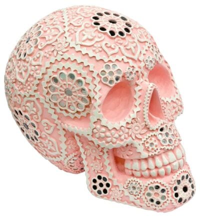 Calavera Pink and White Sugar Skull Ornament