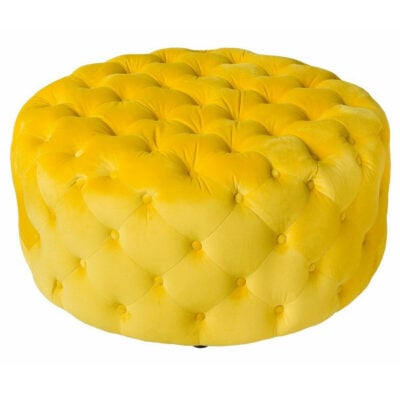 Yellow Round Fabric Pouffe