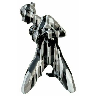 Kneeling Black and Grey Yoga Lady Sculpture