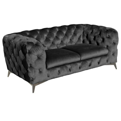 Black Fabric 2 Seater Sofa