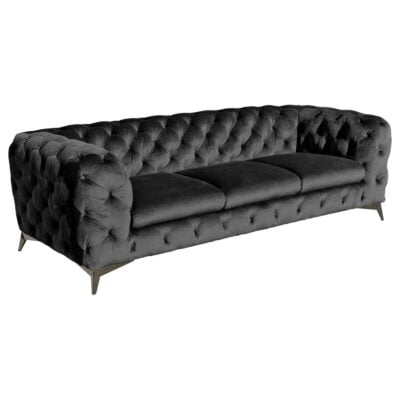 Black Fabric 3 Seater Sofa
