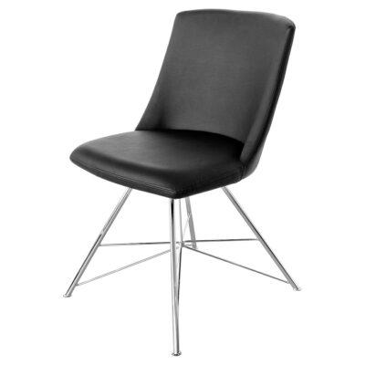 Black Faux Leather Curved Dining Chair