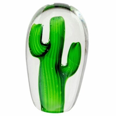 Blown Glass Bright Green Cactus