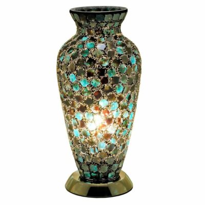 Peacock Green Tile Mosaic Vase Lamp
