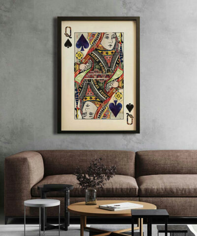 Queen of Spades Playing Card Collage Wall Art on Display