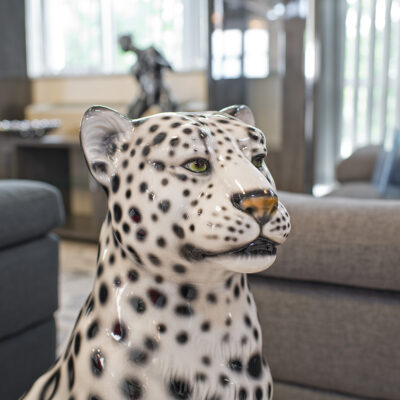 Ceramic Snow Leopard Statue - Medium