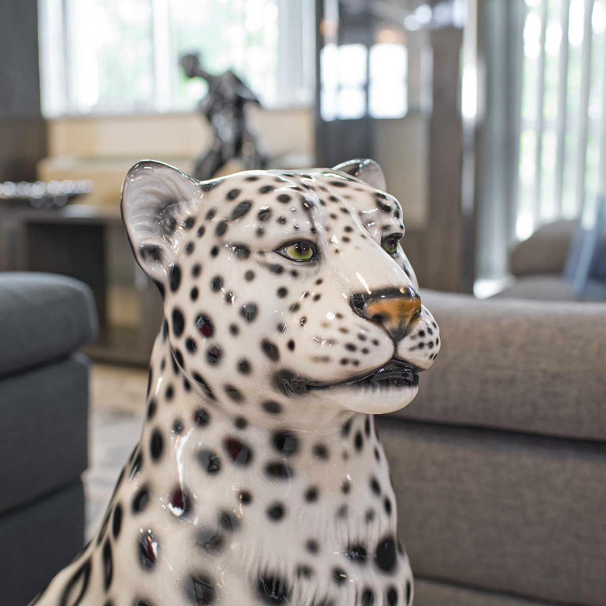 Ceramic Snow Leopard Statue Medium