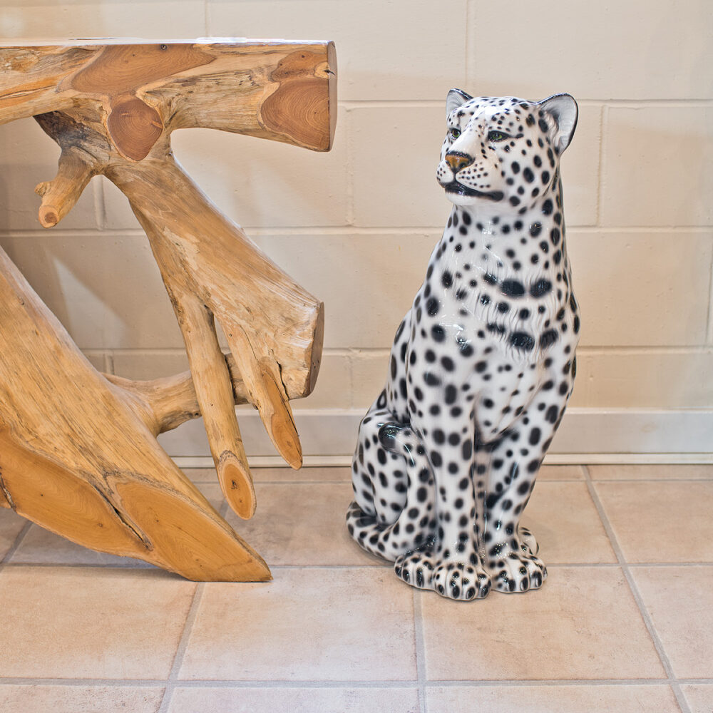 Ceramic Snow Leopard Statue Medium