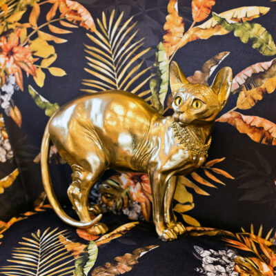 Golden Sphynx Cat Statuette in our Showroom