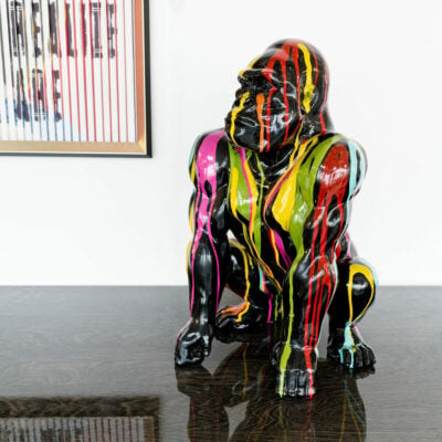 Paint Dripped Gorilla Monkey Sculpture