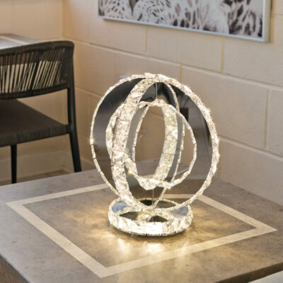 Glass Crystal Two Ring Table Light