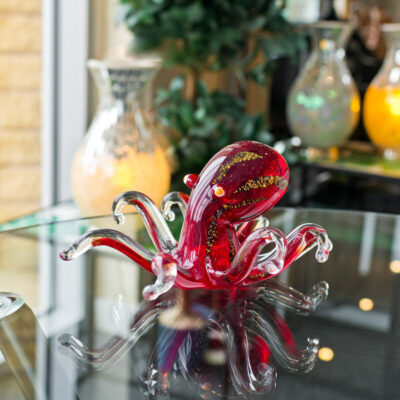 Venetian Glass Red Octopus in our Showroom