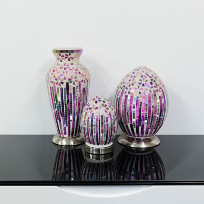 Rose Deco Mosaic Glass Lamp Set Off