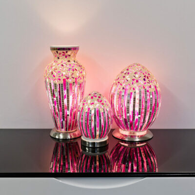 Rose Deco Mosaic Glass Lamp Set