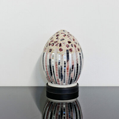 Art Deco Small Mosaic Glass Egg Lamp Off