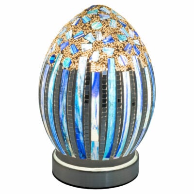 Blue Deco Small Mosaic Glass Egg Lamp