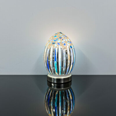 Blue Deco Small Mosaic Glass Egg Lamp On