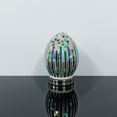 Green Deco Small Mosaic Glass Egg Lamp Off