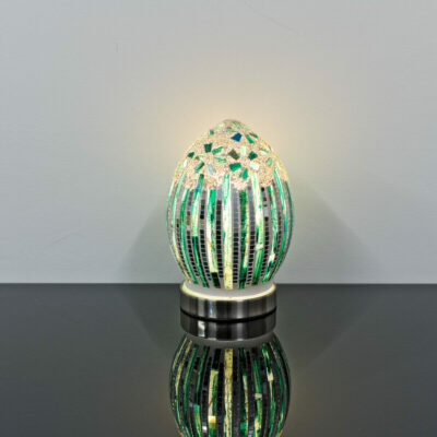Green Deco Small Mosaic Glass Egg Lamp On