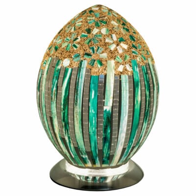 Green Deco Mosaic Glass Egg Lamp