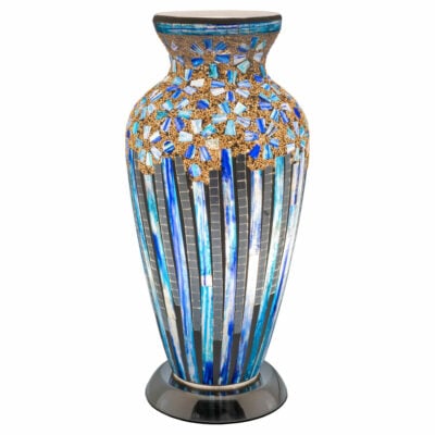 Blue Deco Mosaic Glass Vase Lamp
