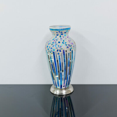 Blue Deco Mosaic Glass Vase Lamp Off