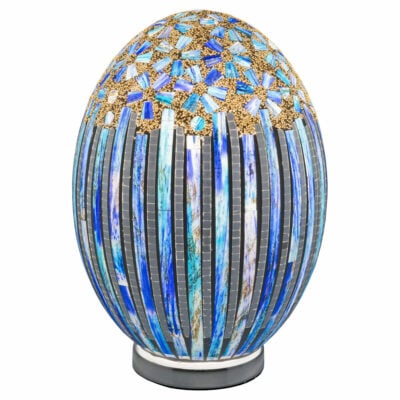 Blue Deco Large Mosaic Glass Egg Lamp