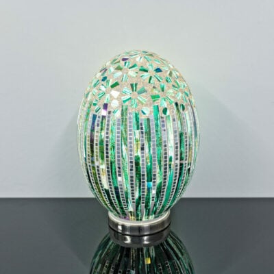 Green Deco Large Mosaic Glass Egg Lamp On