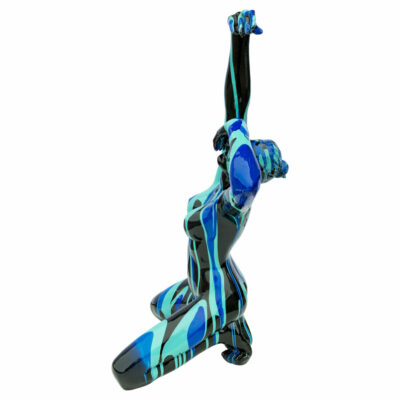Black and Blue Yoga Lady Sculpture - Left Side
