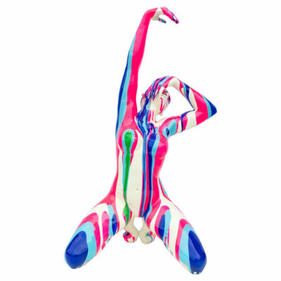 Pink and Blue Yoga Lady Sculpture - Arm Raised