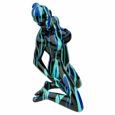 Black and Blue Yoga Lady Sculpture - Right Side
