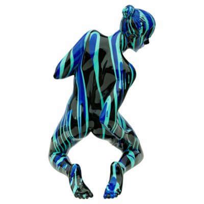 Black and Blue Yoga Lady Sculpture - Back