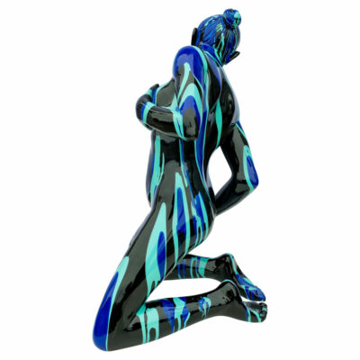 Black and Blue Yoga Lady Sculpture - Left Side