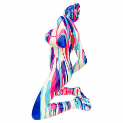 Pink and Blue Yoga Lady Sculpture - Left Side