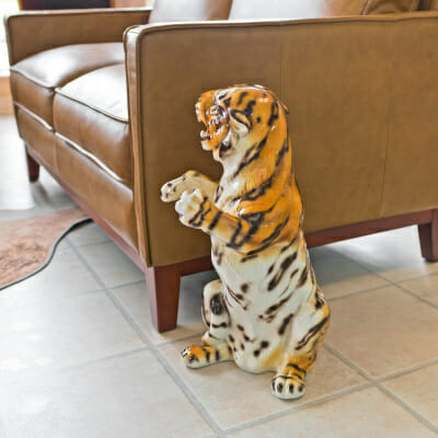 Porcelain Tiger Cub Statue - Side