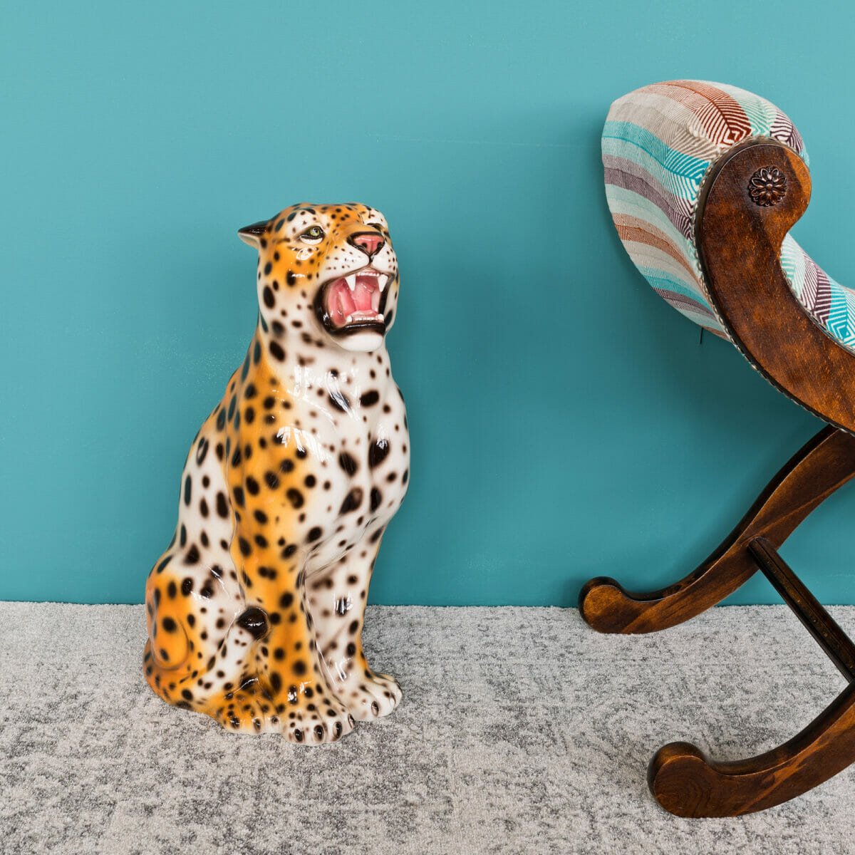 Porcelain Sitting Leopard Cub Statue