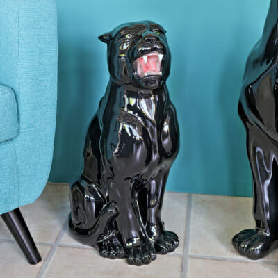 Porcelain Sitting Black Panther Cub