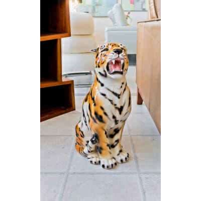 Porcelain Sitting Tiger Cub Statue