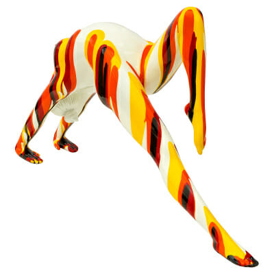 Red and Yellow Stretching Yoga Lady
