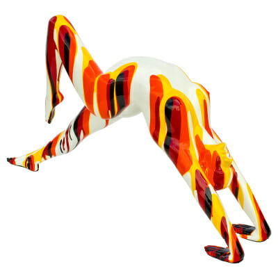 Red and Yellow Stretching Yoga Lady