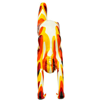 Red and Yellow Stretching Yoga Lady Sculpture - Front View